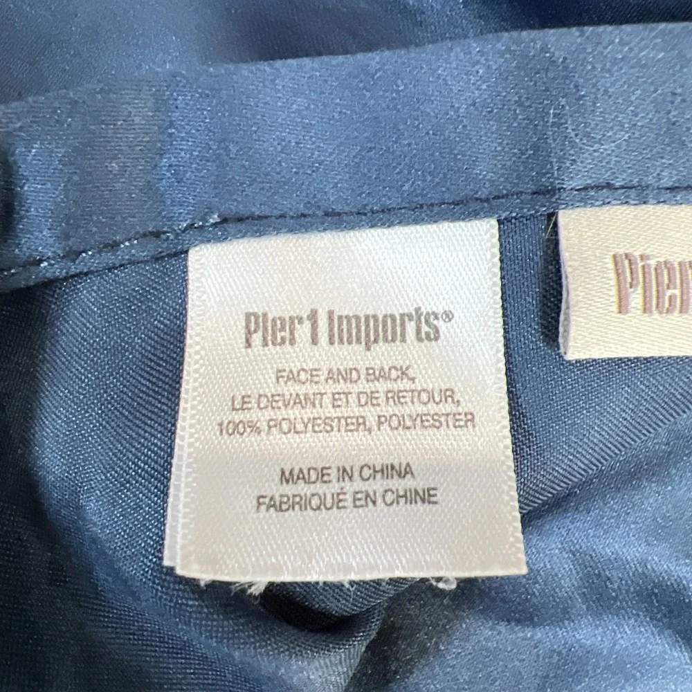 Set Of 2 Pier 1 Imports Pillowcase Euro Navy Blue Satin Vibrant Paisley Border